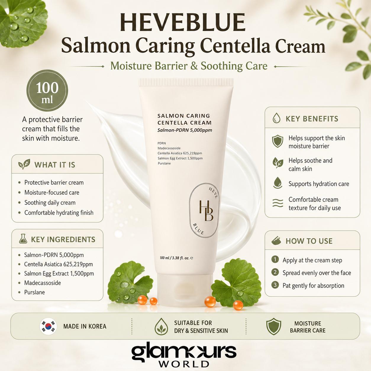 HEVEBLUE Salmon Caring Centella Cream 100ml